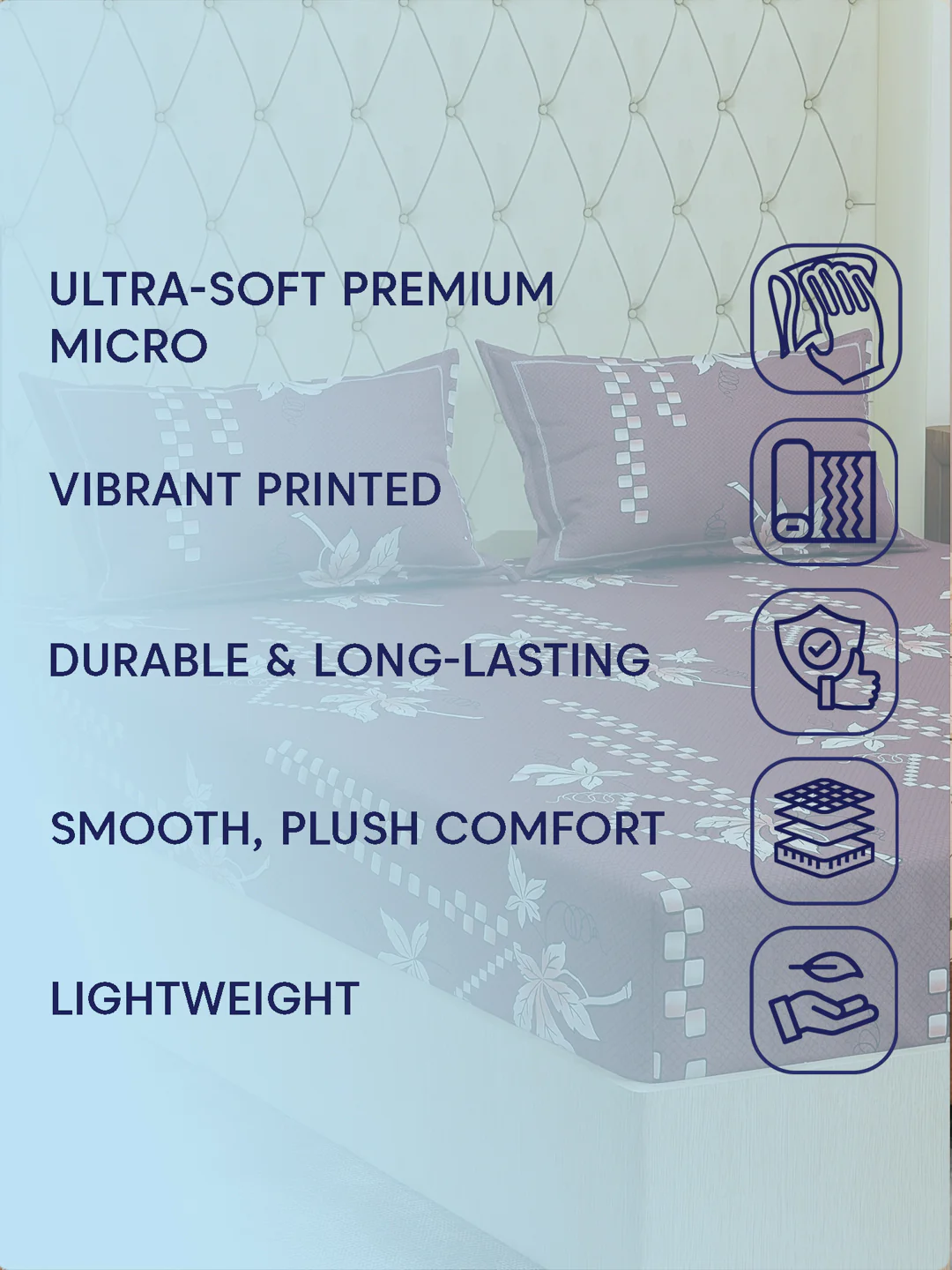 130 GSM Polyester Double Bed Bedsheet with 2 Pillow Covers Fashnik Collection - Image 9
