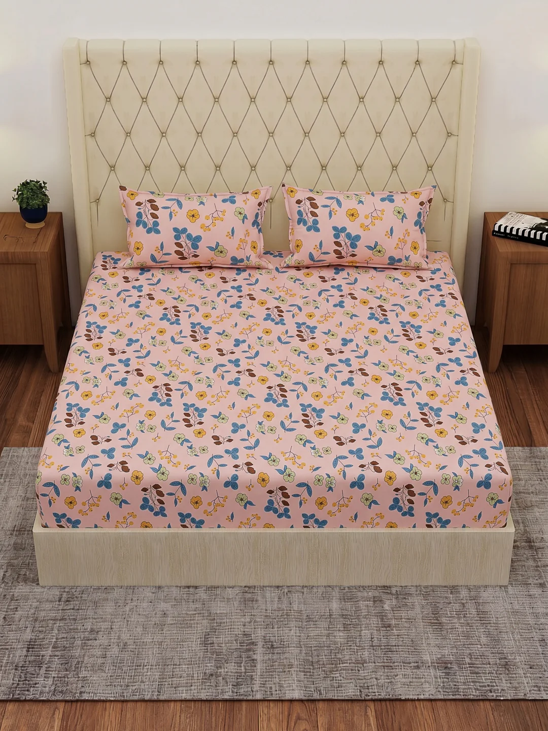 130 GSM Polyester Double Bed Bedsheet with 2 Pillow Covers Fashnik Collection - Image 4