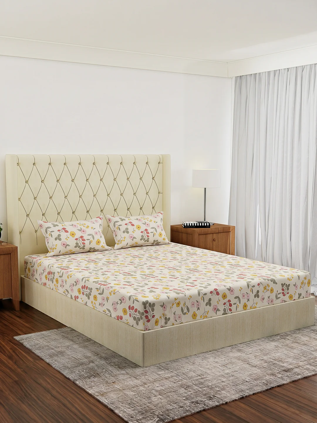 130 GSM Polyester Double Bed Bedsheet with 2 Pillow Covers Fashnik Collection - Image 2
