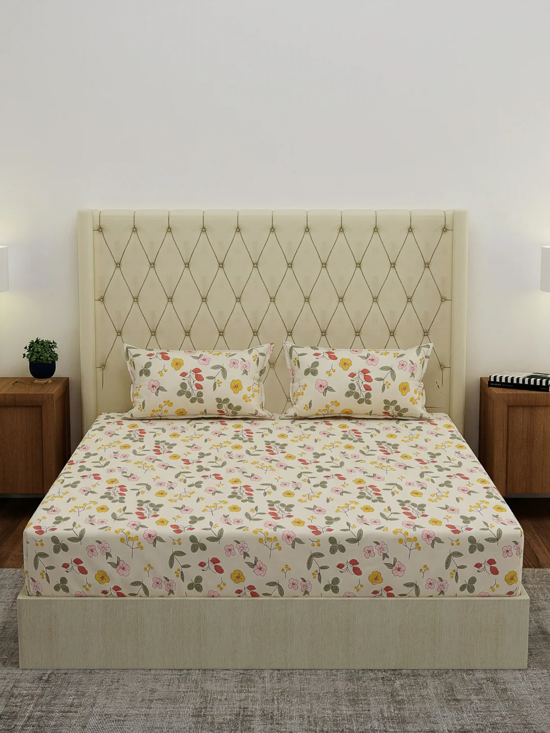 130 GSM Polyester Double Bed Bedsheet with 2 Pillow Covers Fashnik Collection - Image 3