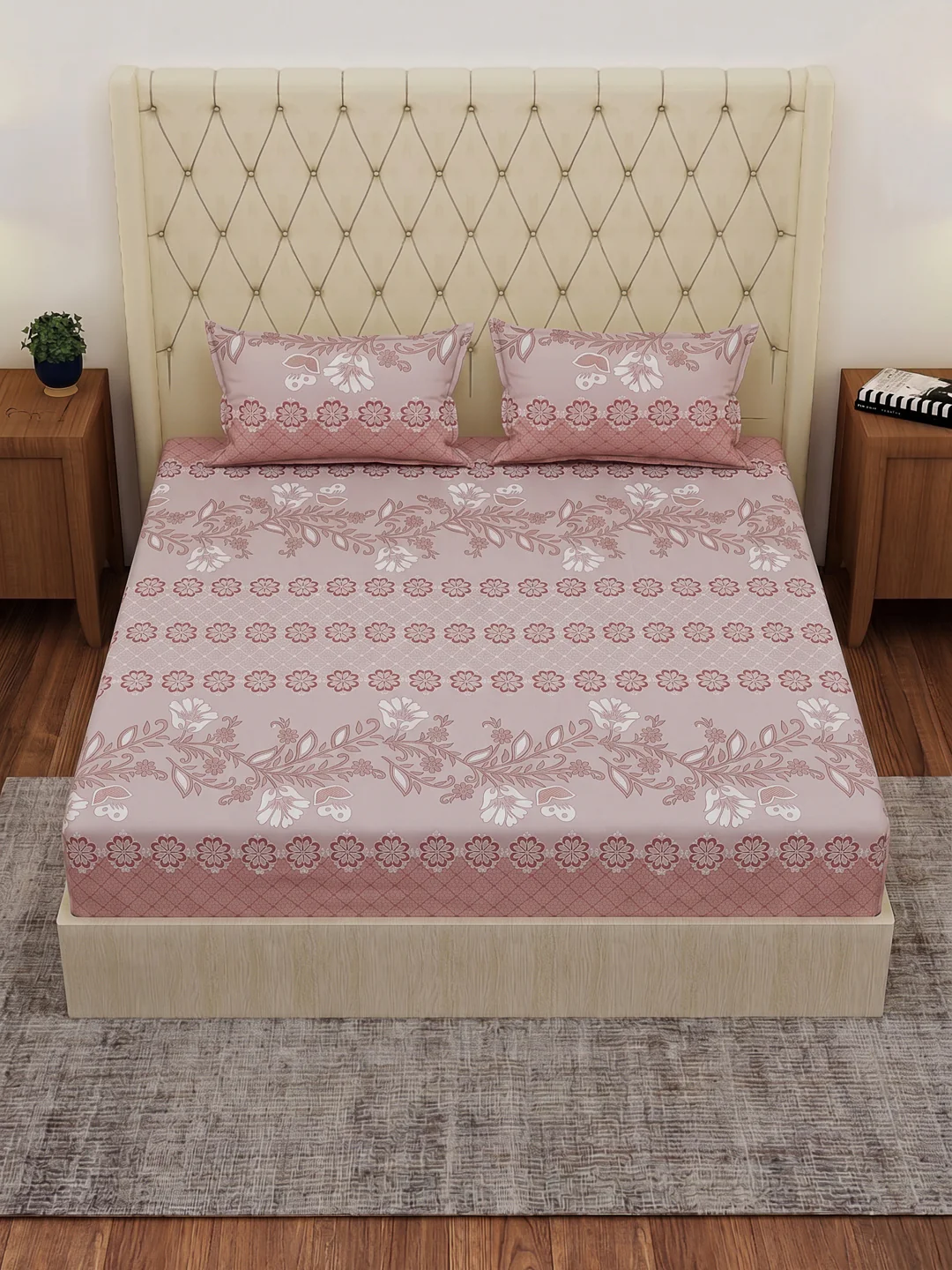 130 GSM Polyester Double Bed Bedsheet with 2 Pillow Covers Fashnik Collection - Image 4
