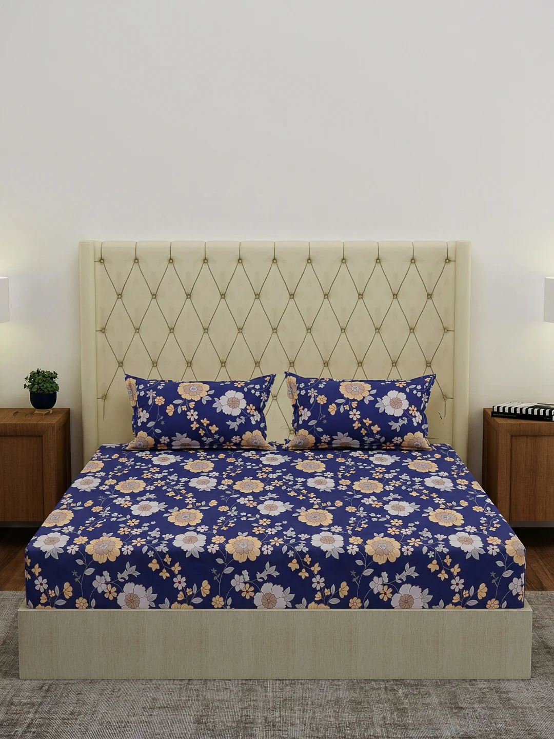 130 GSM Polyester Double Bed Bedsheet with 2 Pillow Covers Fashnik Collection - Image 3