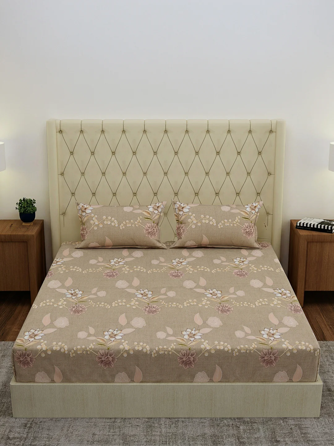 130 GSM Polyester Double Bed Bedsheet with 2 Pillow Covers Fashnik Collection - Image 3
