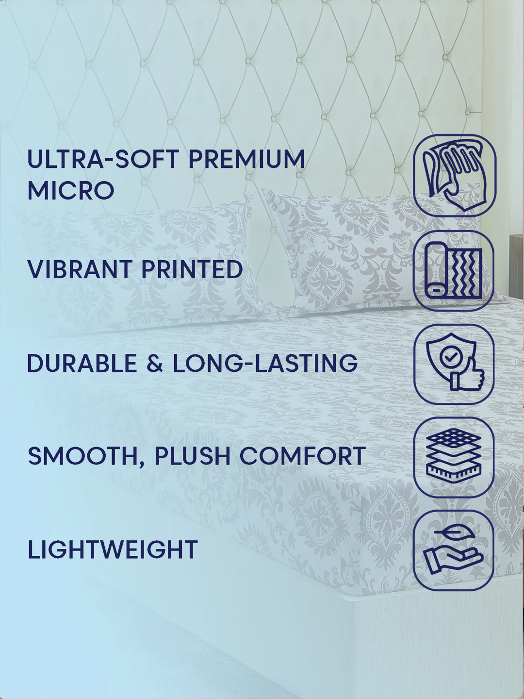 130 GSM Polyester Double Bed Bedsheet with 2 Pillow Covers Fashnik Collection - Image 9