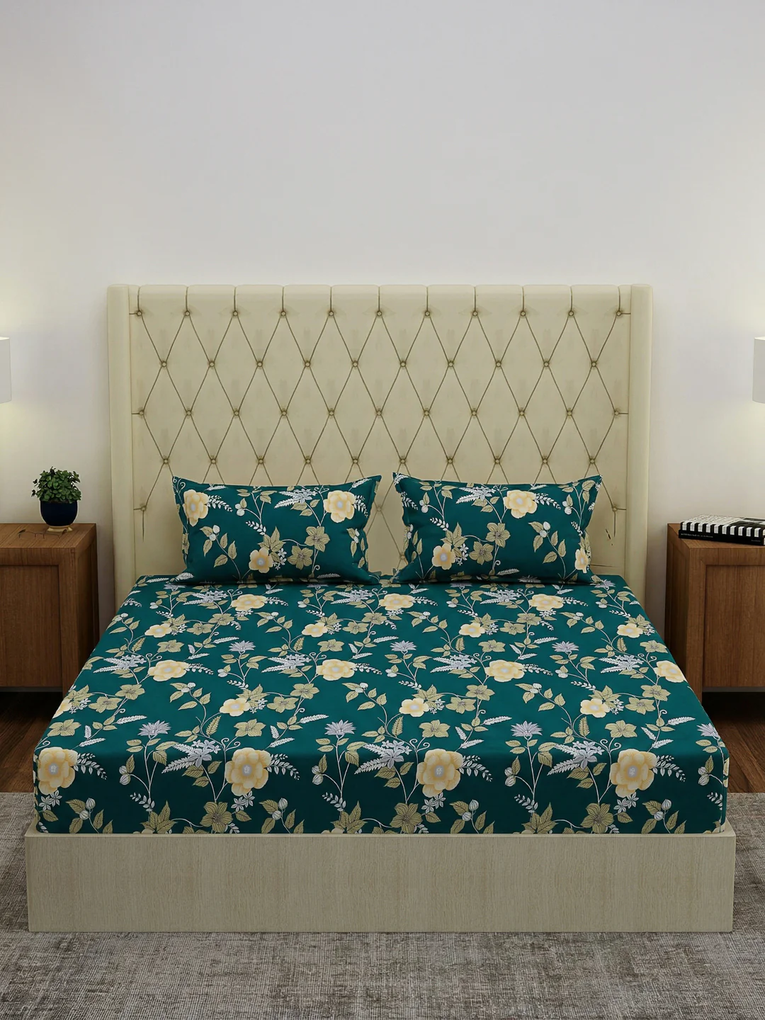 130 GSM Polyester Double Bed Bedsheet with 2 Pillow Covers Fashnik Collection - Image 3