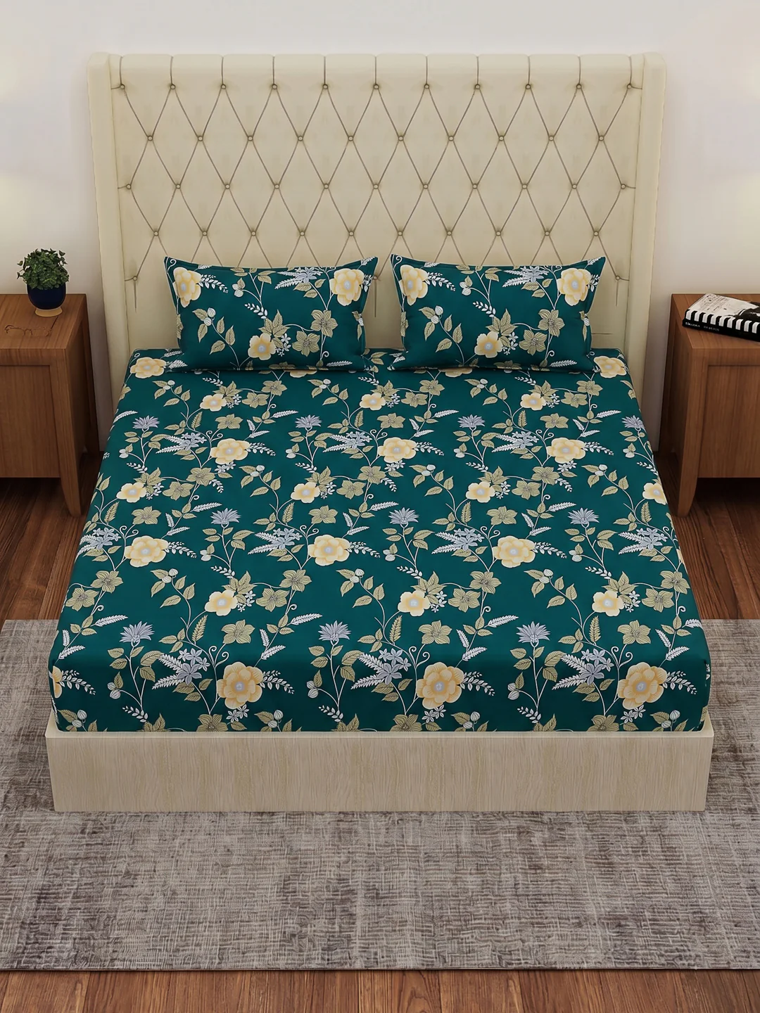 130 GSM Polyester Double Bed Bedsheet with 2 Pillow Covers Fashnik Collection - Image 4