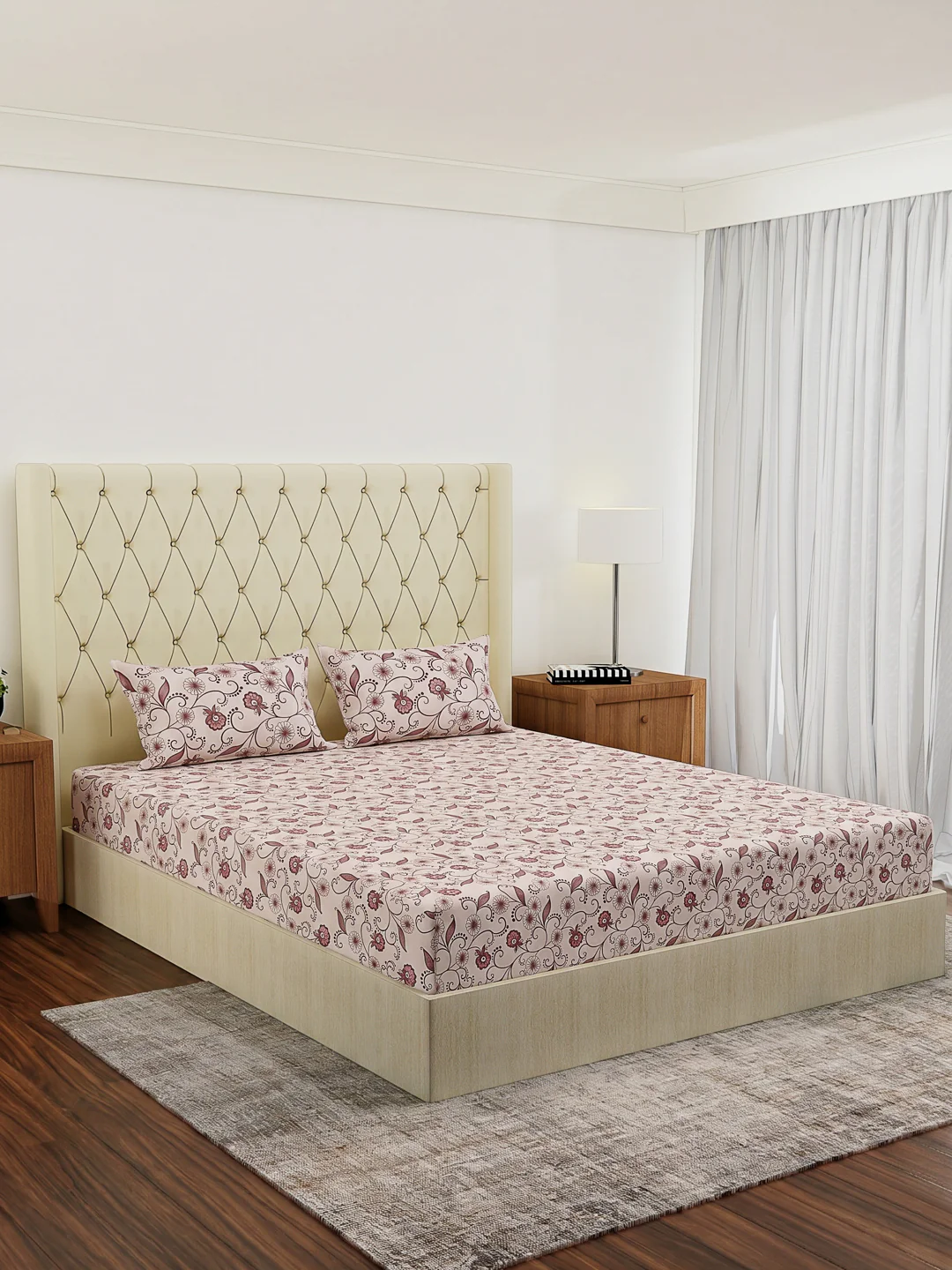 130 GSM Polyester Double Bed Bedsheet with 2 Pillow Covers Fashnik Collection - Image 2