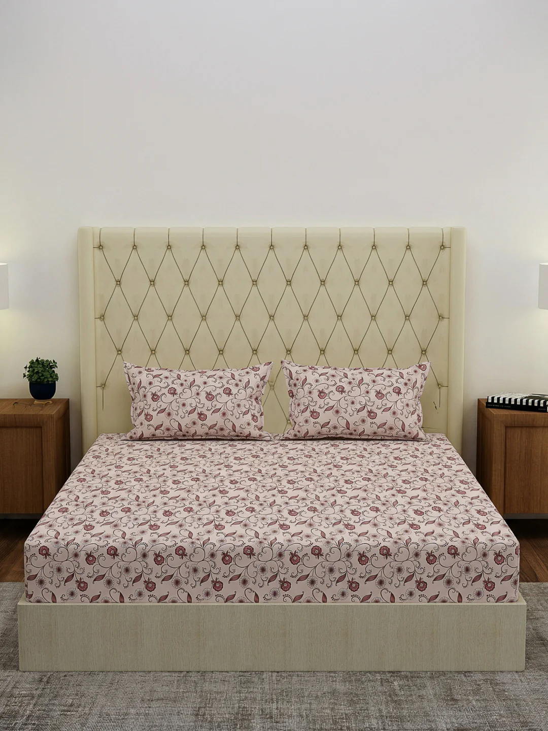 130 GSM Polyester Double Bed Bedsheet with 2 Pillow Covers Fashnik Collection - Image 3