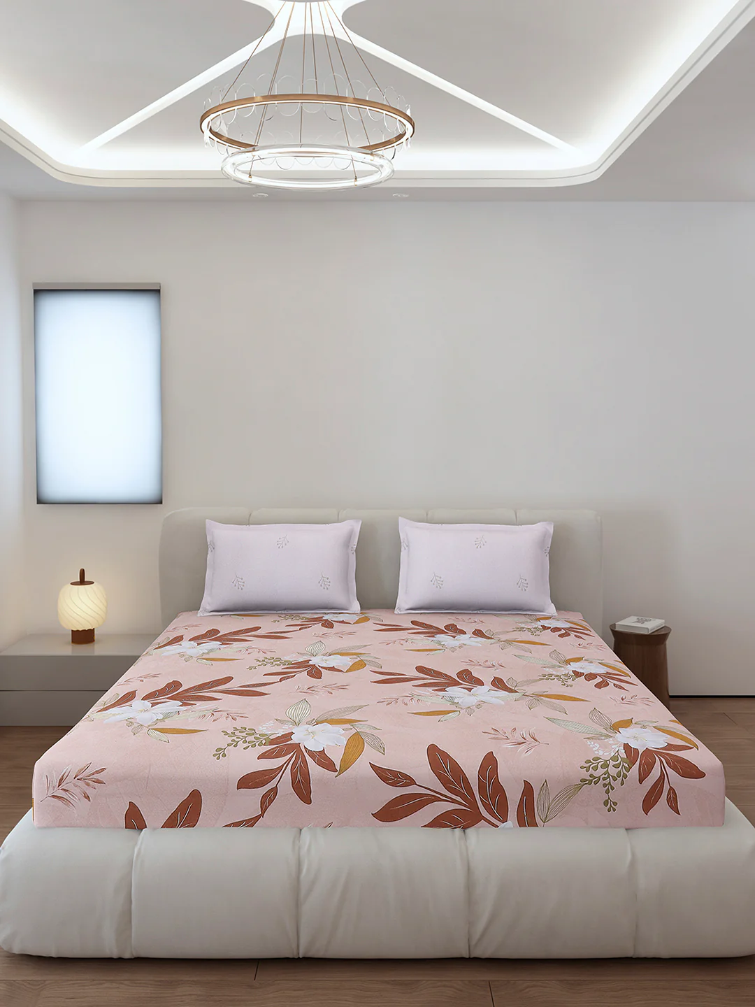 130 GSM Polyester King Size 1 Bedsheet with 2 Pillow Covers (Edmond) - Image 3
