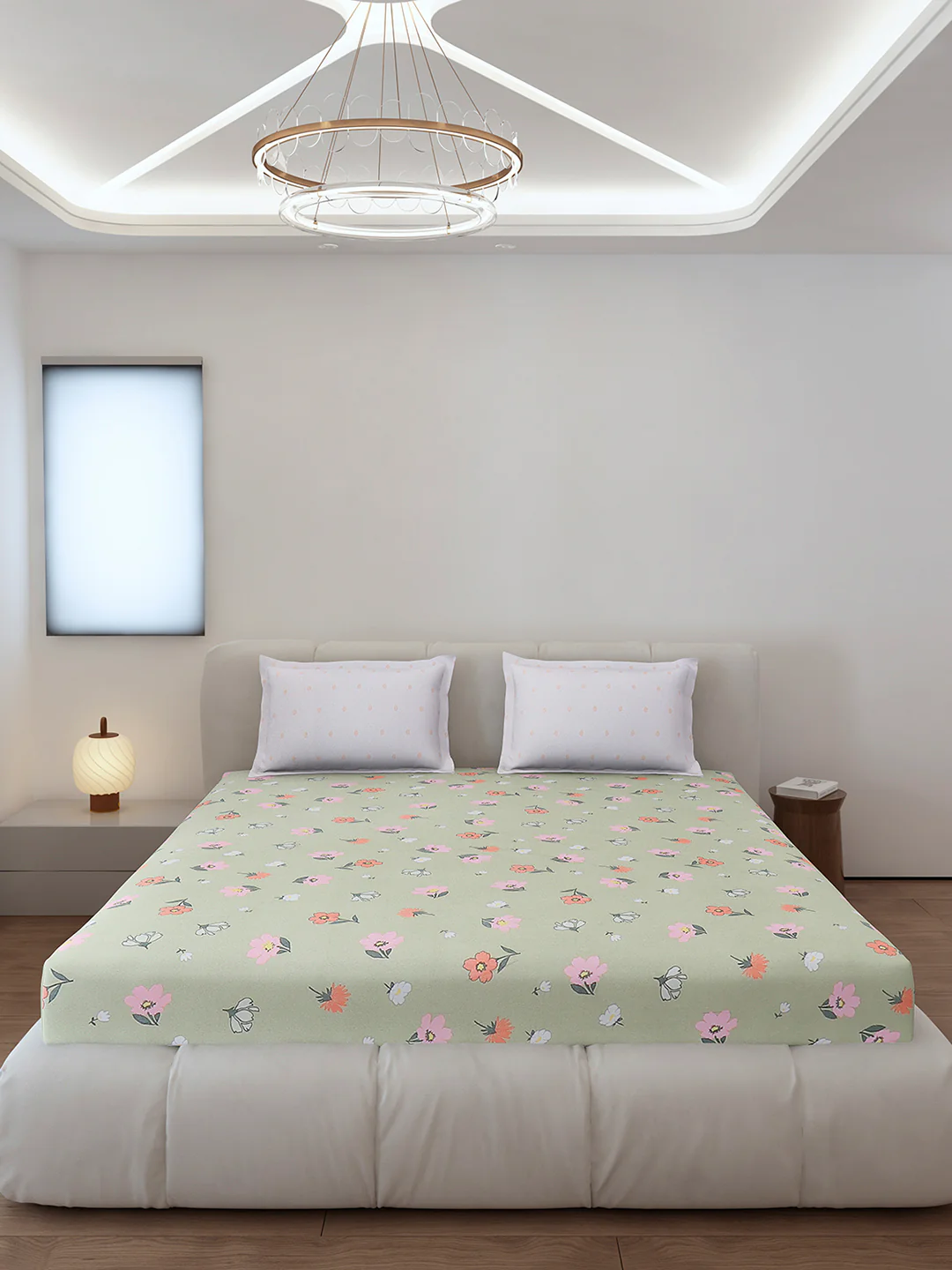 130 GSM Polyester King Size 1 Bedsheet with 2 Pillow Covers (Edmond) - Image 4