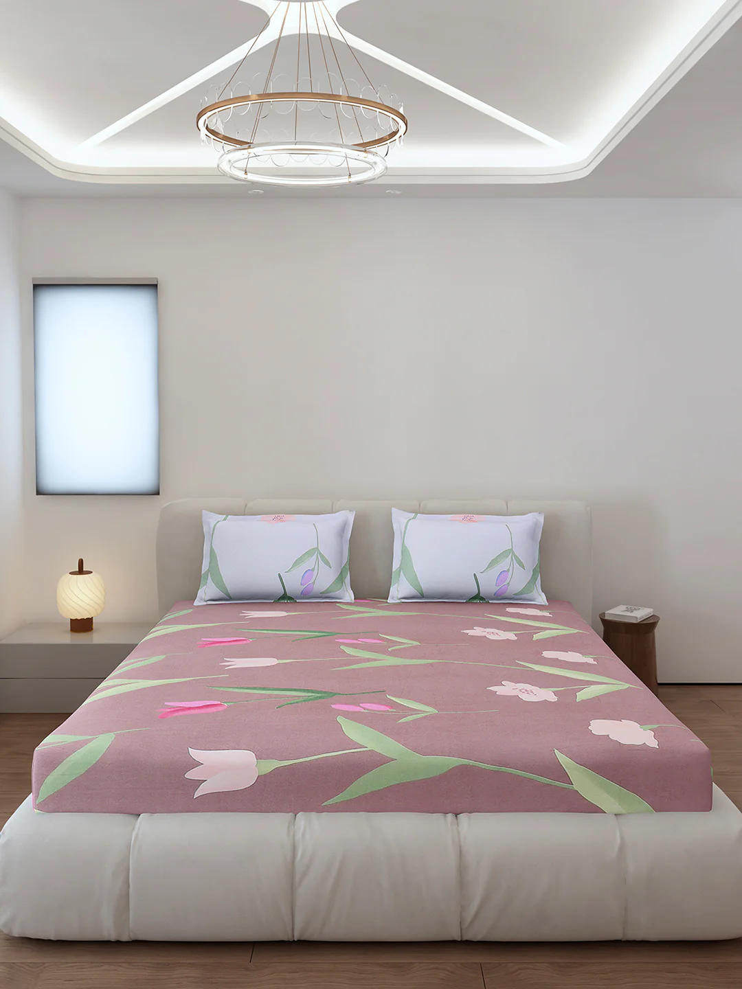 130 GSM Polyester King Size 1 Bedsheet with 2 Pillow Covers (Edmond) - Image 3