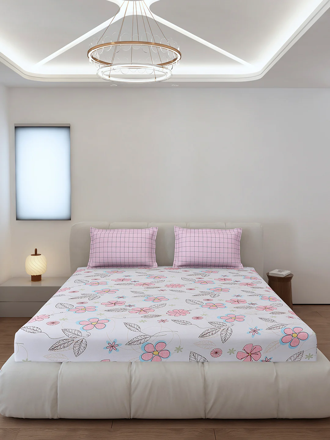 130 GSM Polyester King Size 1 Bedsheet with 2 Pillow Covers (Edmond) - Image 3