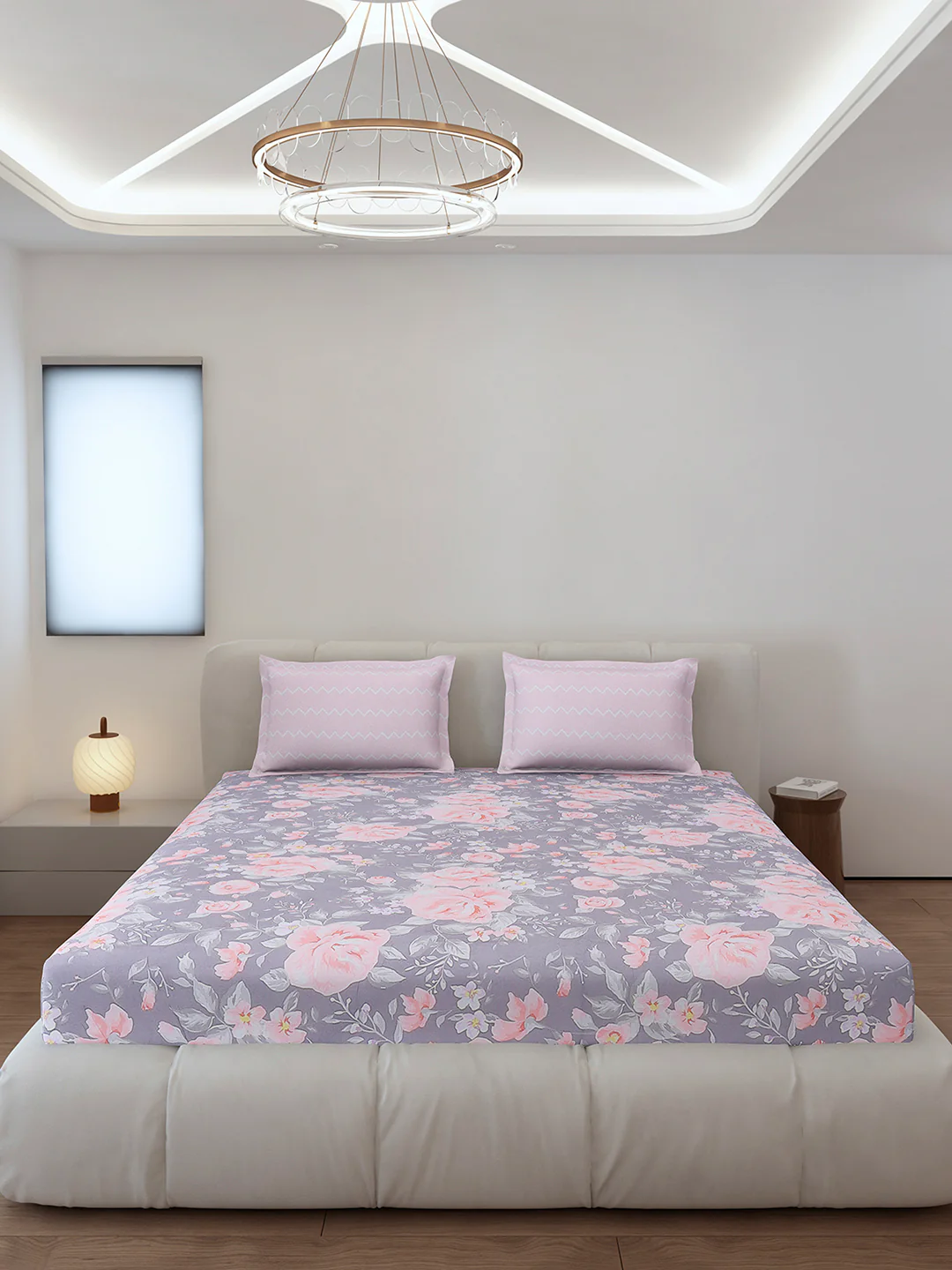 130 GSM Polyester King Size 1 Bedsheet with 2 Pillow Covers (Edmond) - Image 3