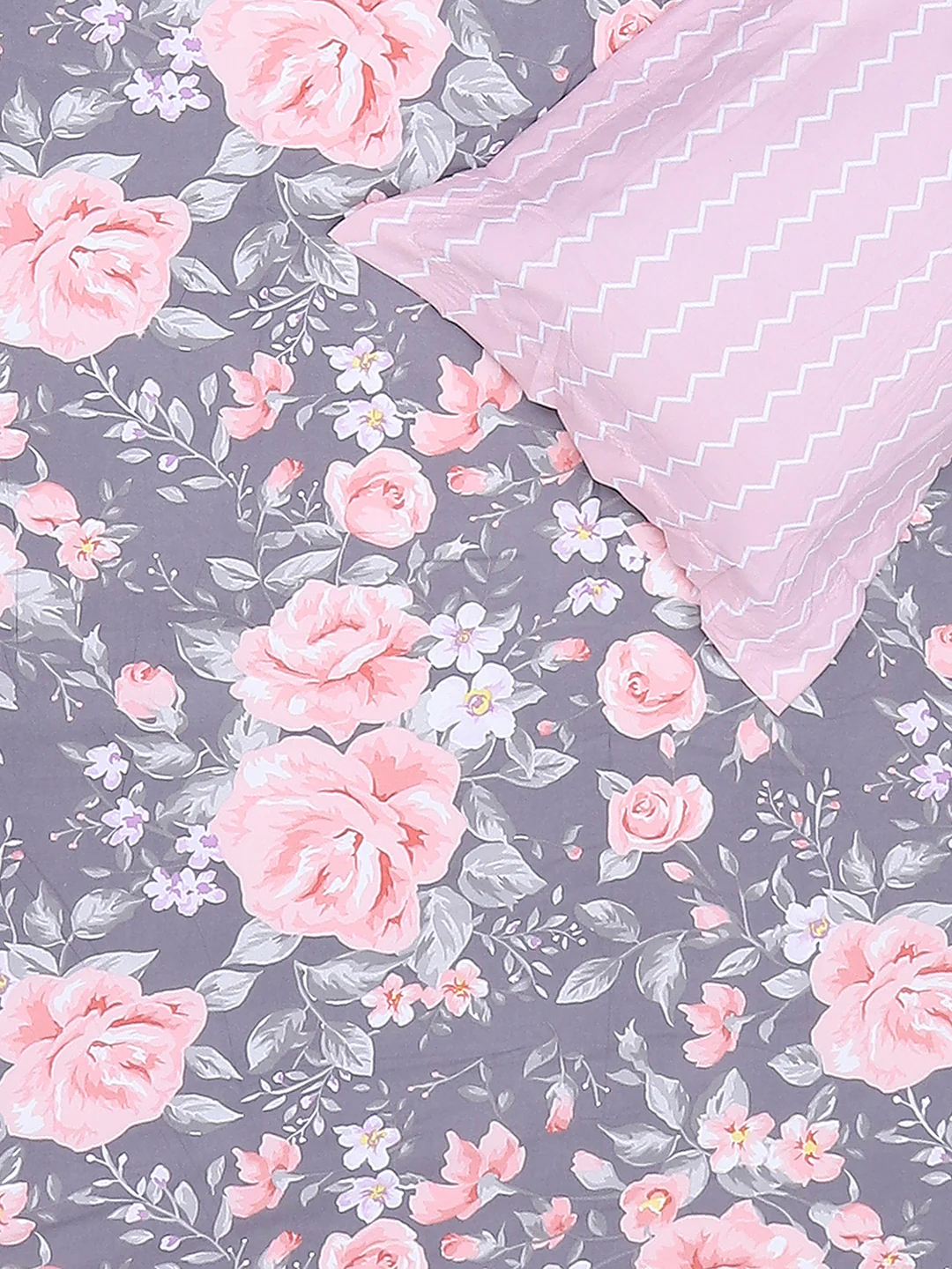 130 GSM Polyester King Size 1 Bedsheet with 2 Pillow Covers (Edmond) - Image 5