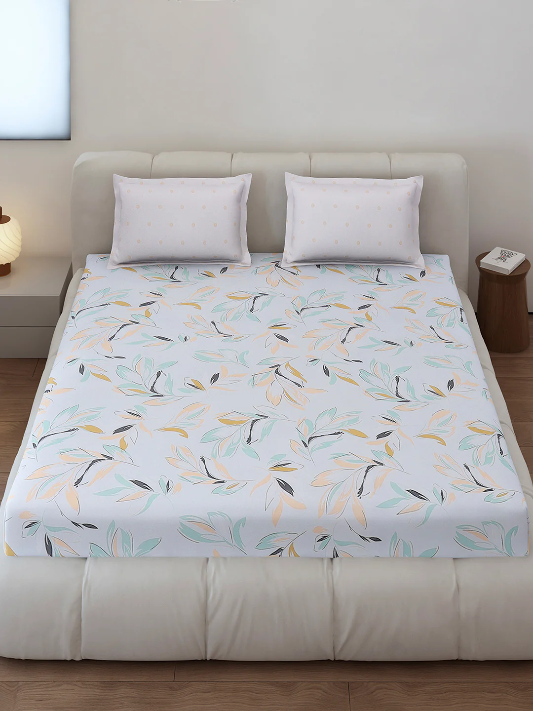 130 GSM Polyester King Size 1 Bedsheet with 2 Pillow Covers (Edmond) - Image 2