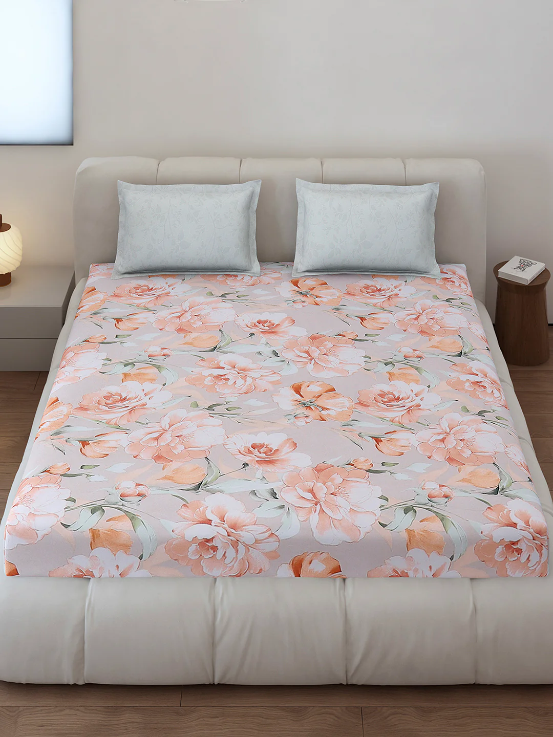 130 GSM Polyester King Size 1 Bedsheet with 2 Pillow Covers (Edmond) - Image 2