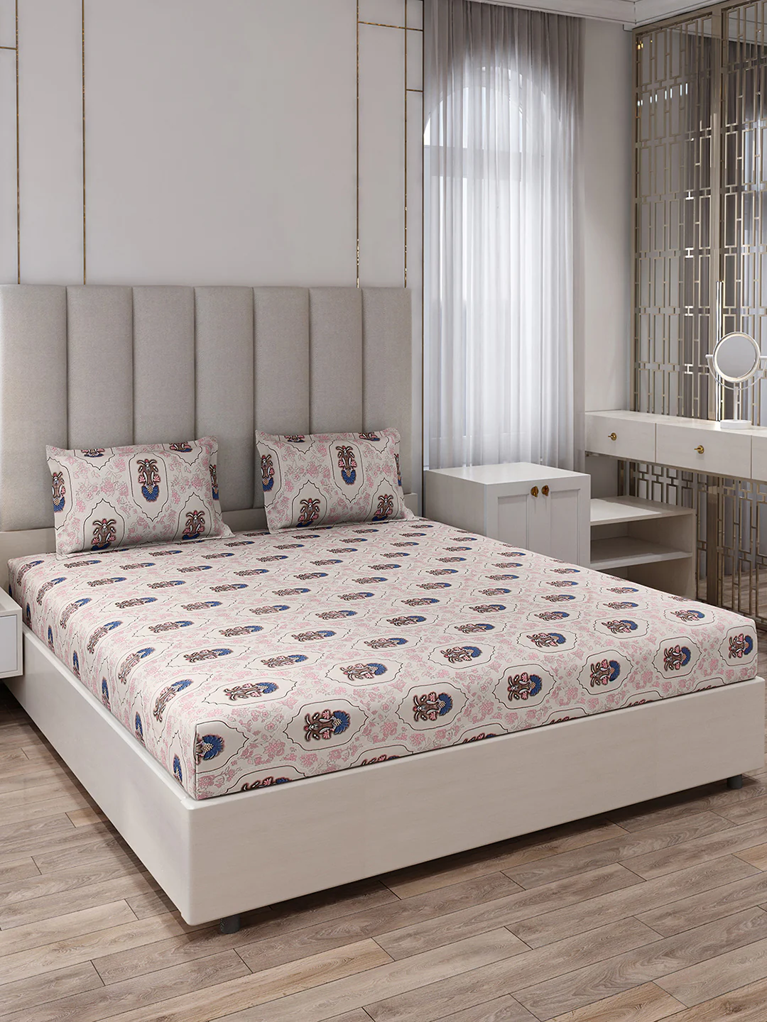 130 GSM Polyester King Size 1 Bedsheet with 2 Pillow Covers (Royal King) - Image 2
