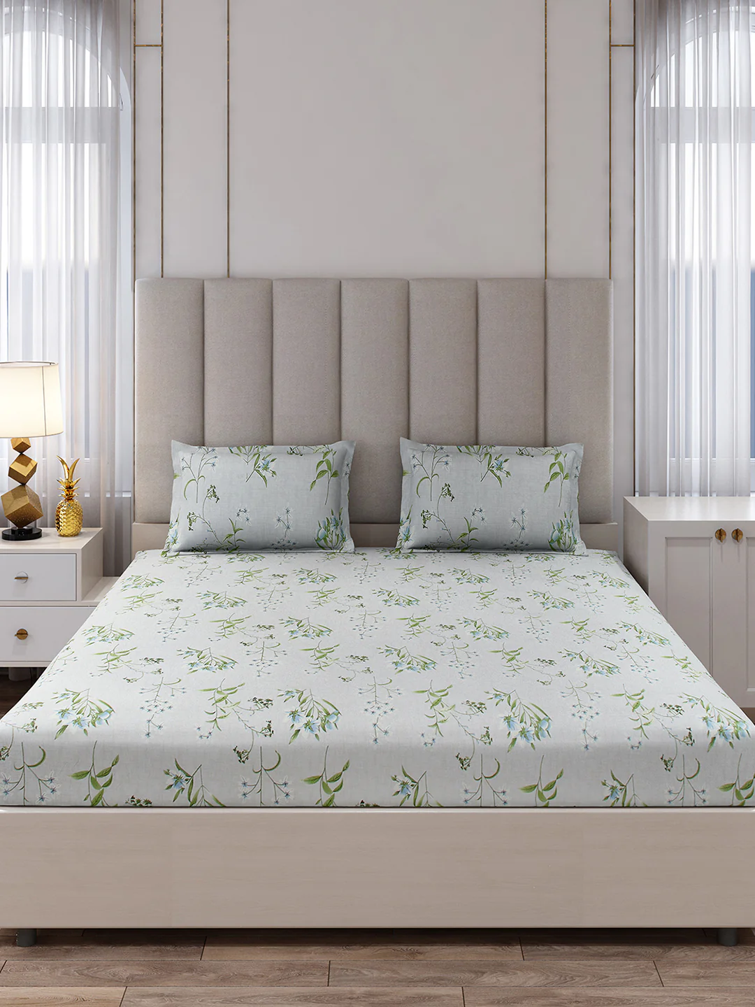 130 GSM Polyester King Size 1 Bedsheet with 2 Pillow Covers (Royal King) - Image 4