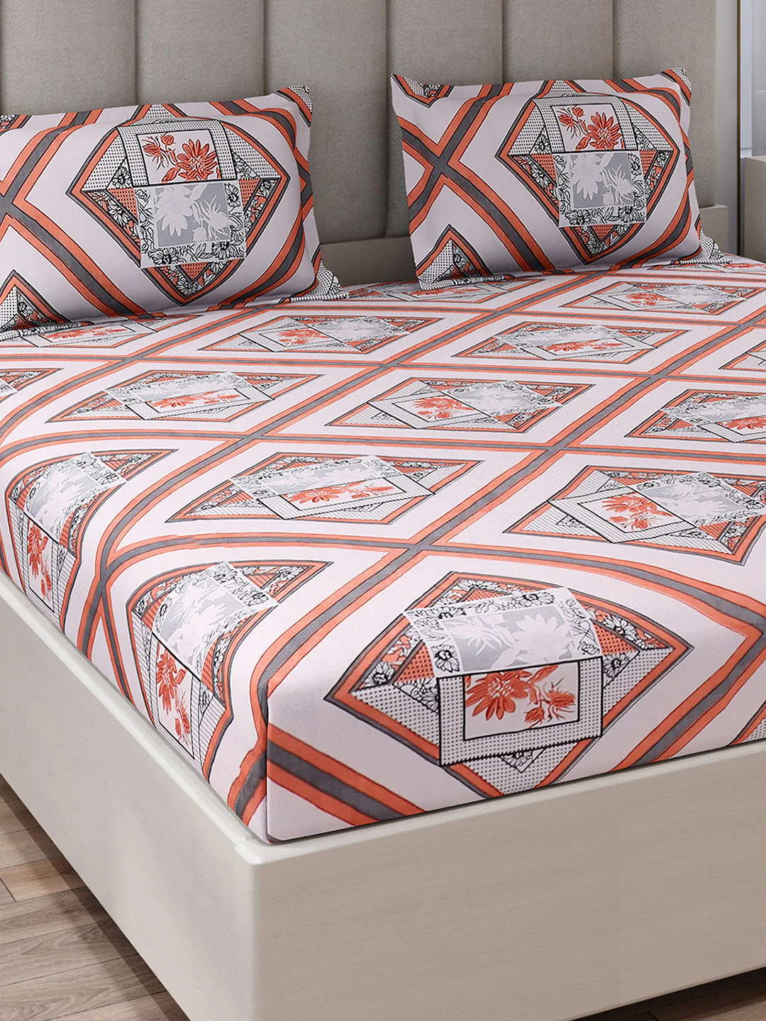 130 GSM Polyester King Size 1 Bedsheet with 2 Pillow Covers (Royal King)