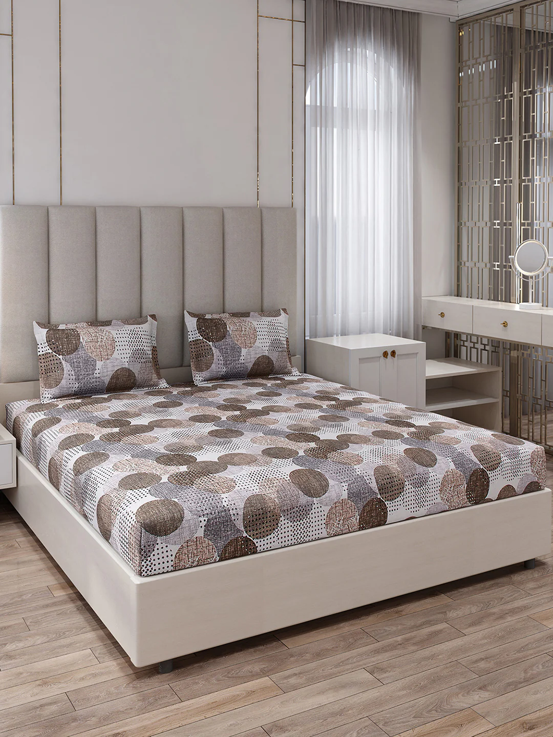 130 GSM Polyester King Size 1 Bedsheet with 2 Pillow Covers (Royal King) - Image 2