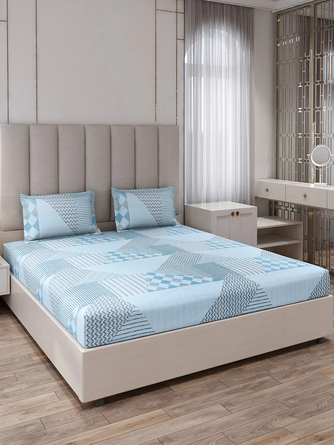 130 GSM Polyester King Size 1 Bedsheet with 2 Pillow Covers (Royal King) - Image 2
