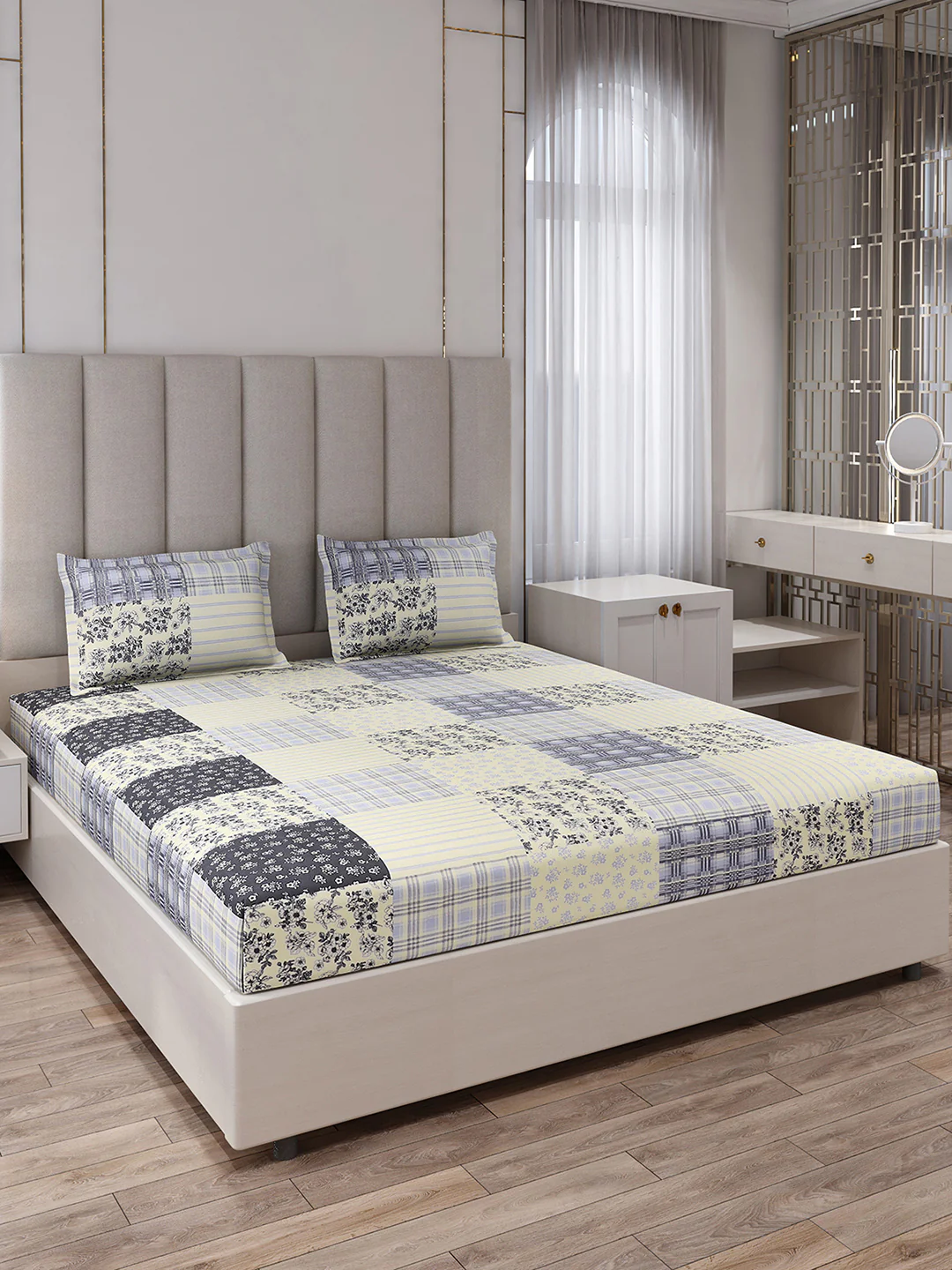 130 GSM Polyester King Size 1 Bedsheet with 2 Pillow Covers (Royal King) - Image 2
