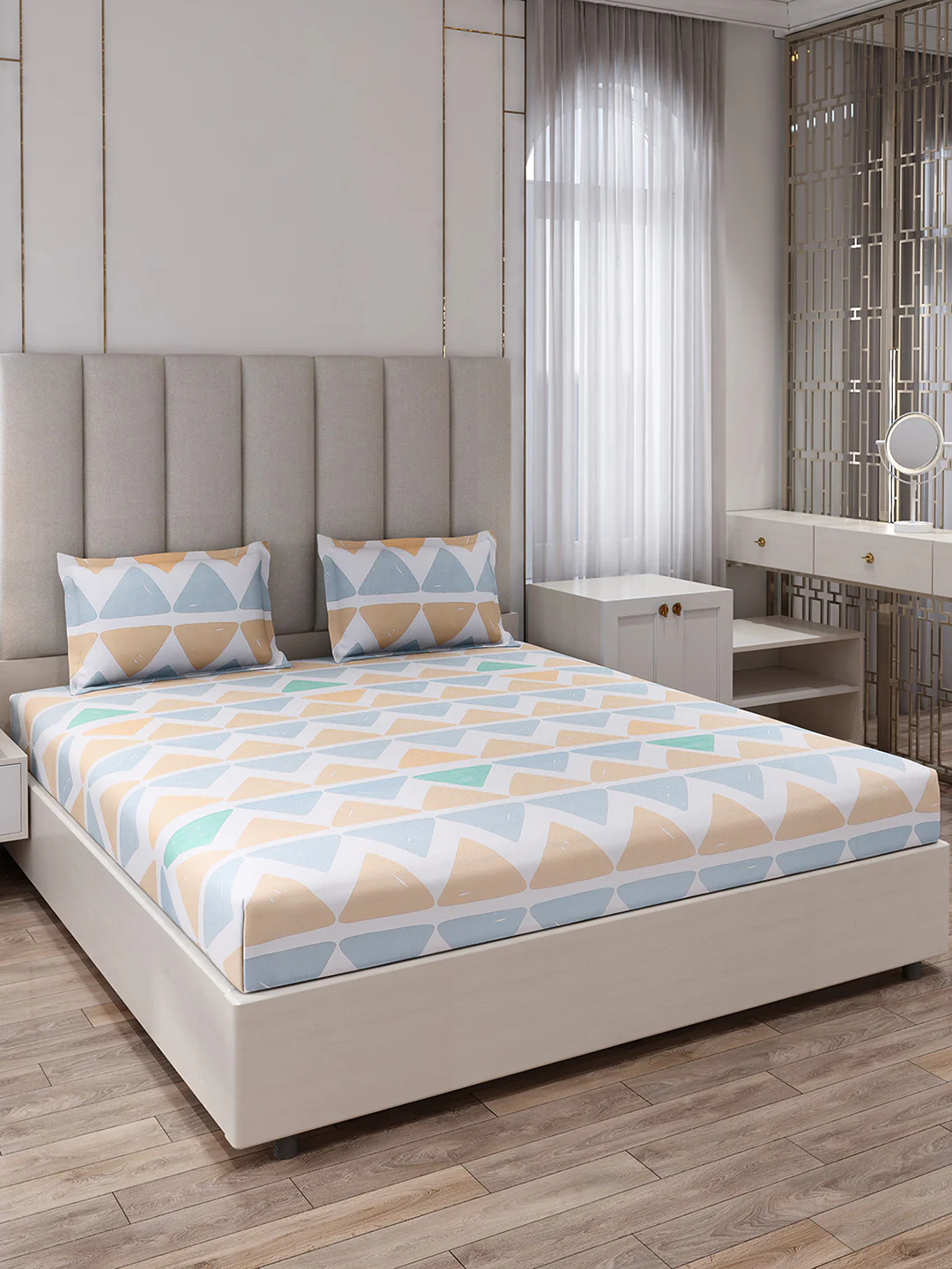 130 GSM Polyester King Size 1 Bedsheet with 2 Pillow Covers (Royal King) - Image 2
