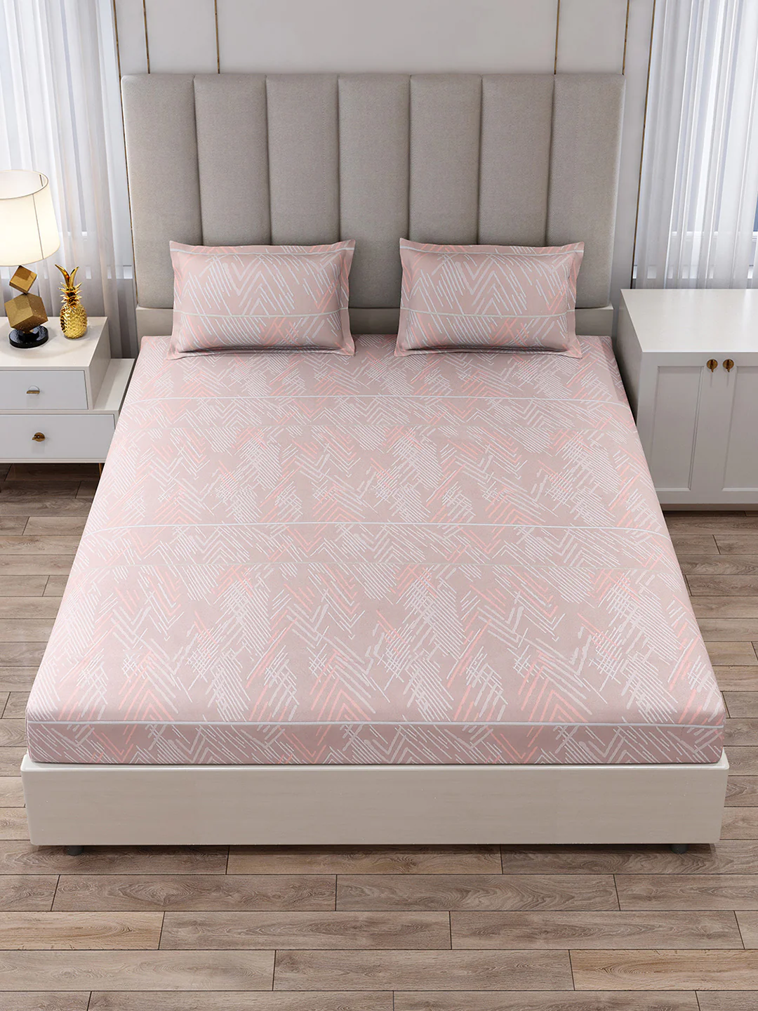 130 GSM Polyester King Size 1 Bedsheet with 2 Pillow Covers (Royal King) - Image 3