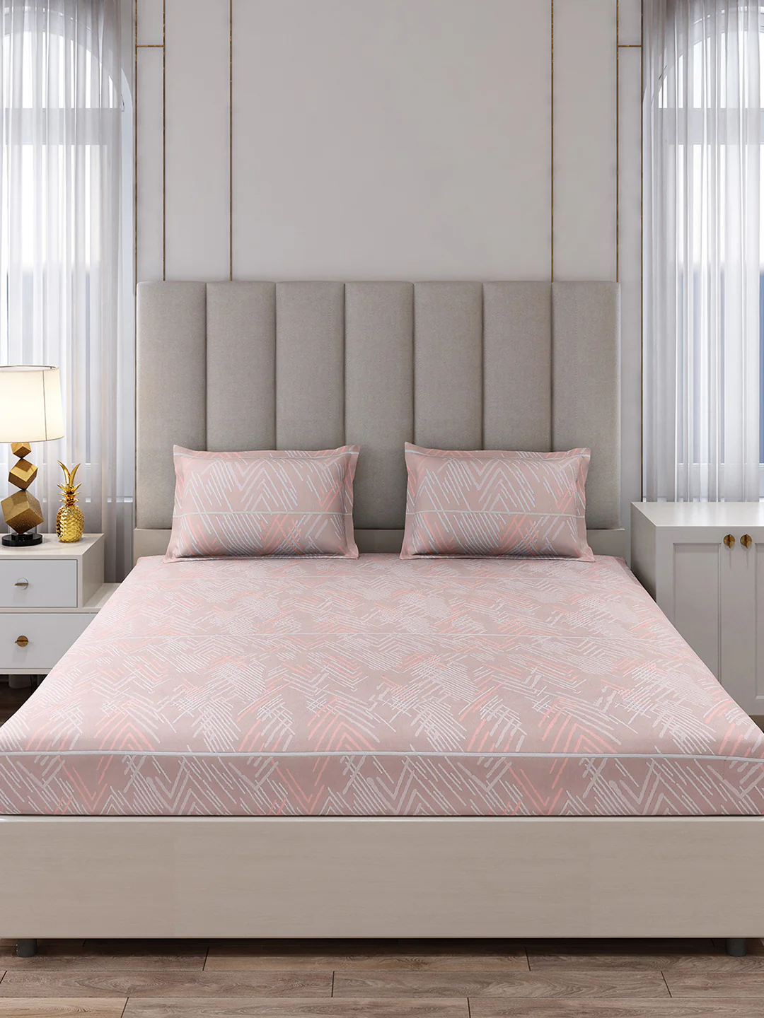 130 GSM Polyester King Size 1 Bedsheet with 2 Pillow Covers (Royal King) - Image 4