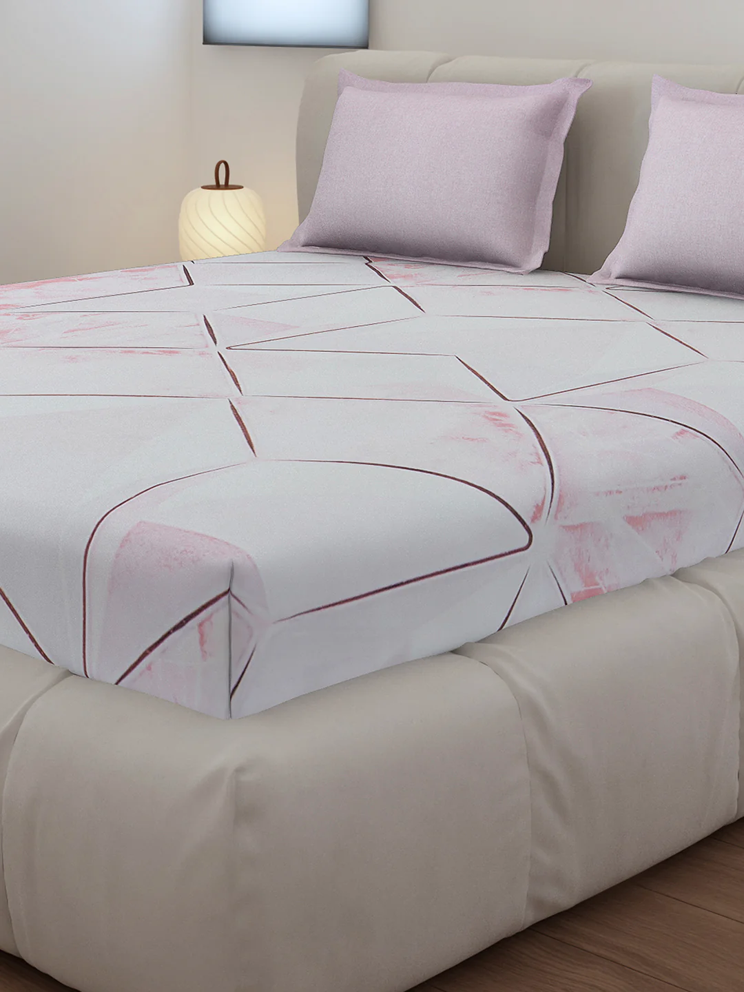 130 GSM Polyester King Size 1 Bedsheet with 2 Pillow Covers (Stanley) - Image 4