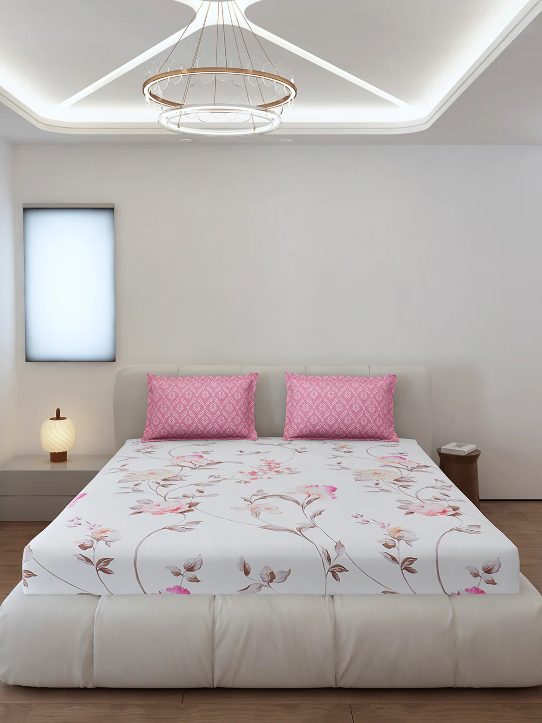 130 GSM Polyester King Size 1 Bedsheet with 2 Pillow Covers (Stanley) - Image 3