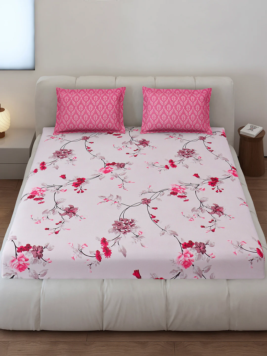 130 GSM Polyester King Size 1 Bedsheet with 2 Pillow Covers (Stanley) - Image 2