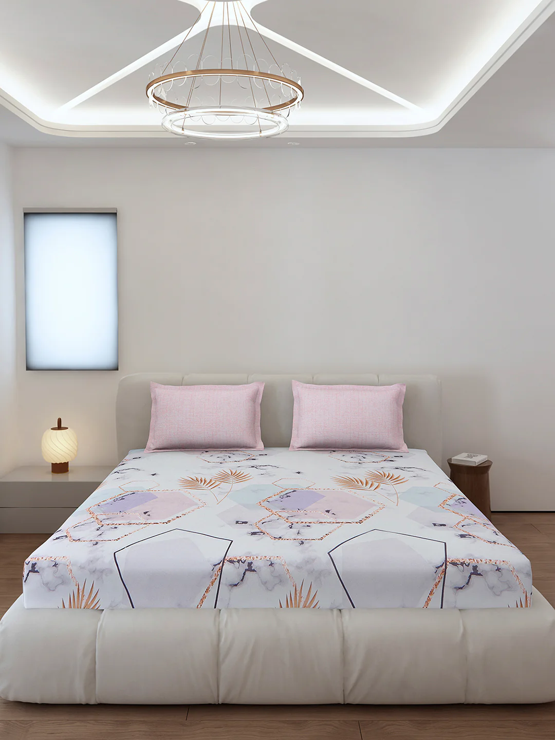 130 GSM Polyester King Size 1 Bedsheet with 2 Pillow Covers (Stanley) - Image 3