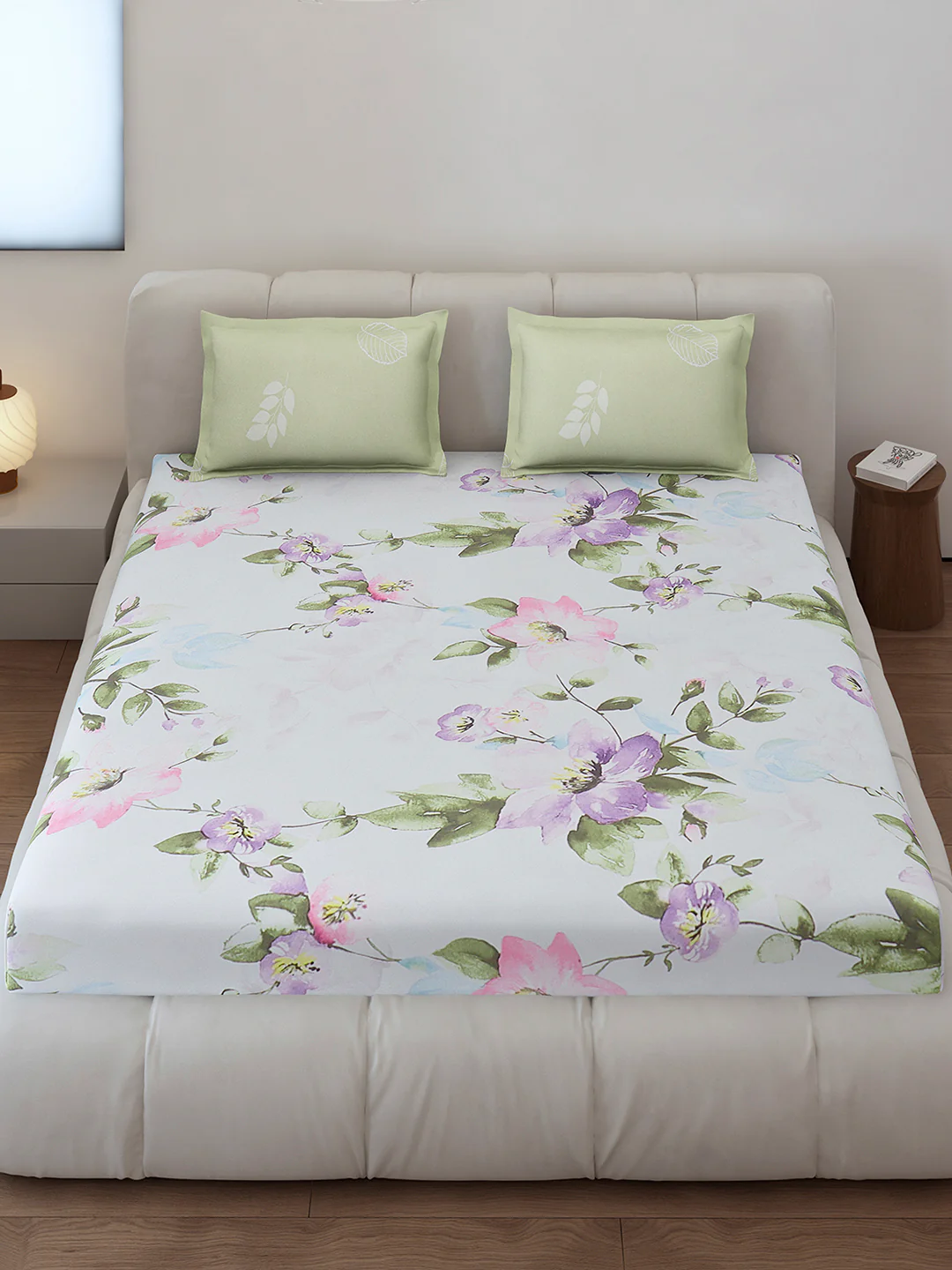 130 GSM Polyester King Size 1 Bedsheet with 2 Pillow Covers (Stanley) - Image 2