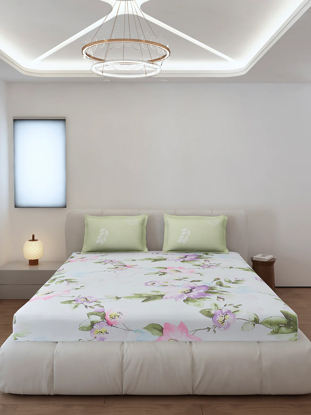 130 GSM Polyester King Size 1 Bedsheet with 2 Pillow Covers (Stanley) - Image 3