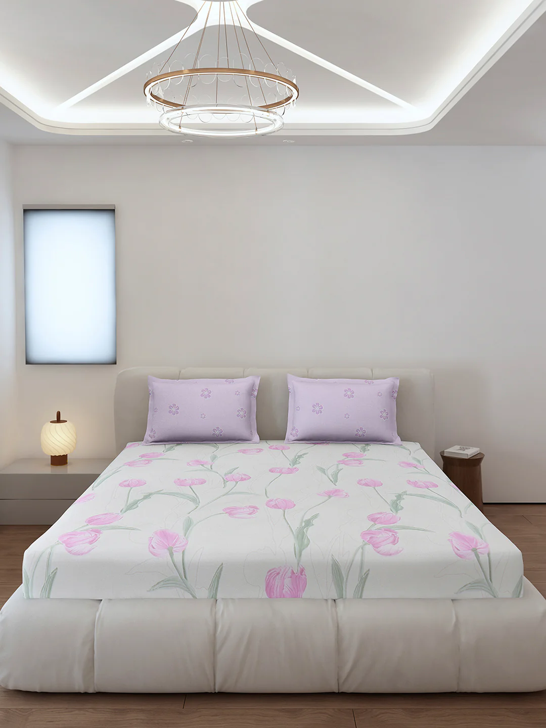 130 GSM Polyester King Size 1 Bedsheet with 2 Pillow Covers (Stanley) - Image 3