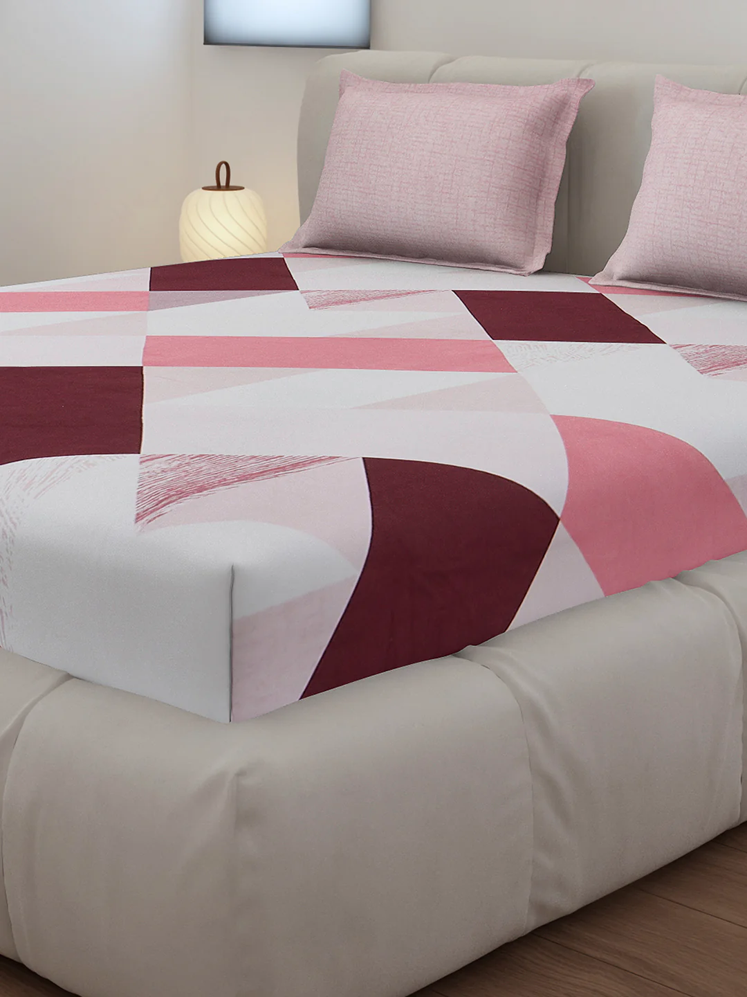 130 GSM Polyester King Size 1 Bedsheet with 2 Pillow Covers (Stanley) - Image 4