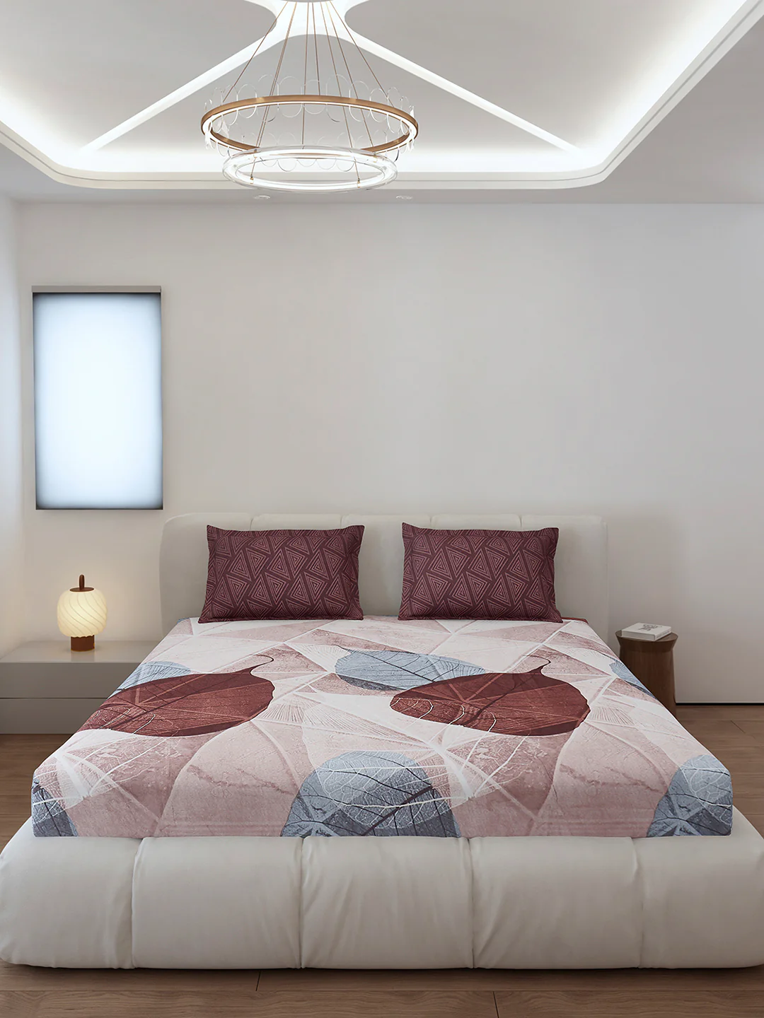 130 GSM Polyester King Size 1 Bedsheet with 2 Pillow Covers (Stanley) - Image 3