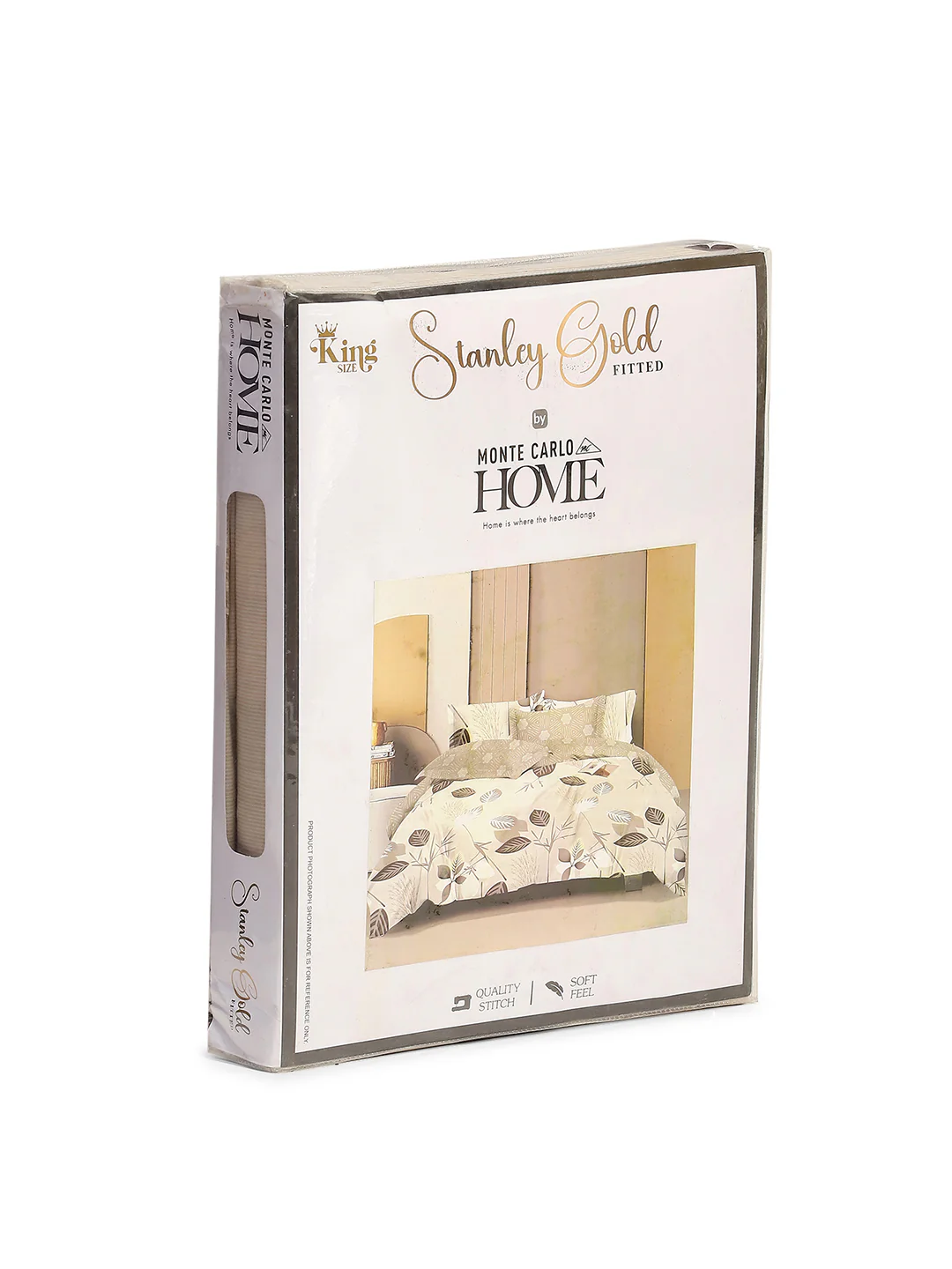 130 GSM Polyester King Size 1 Bedsheet with 2 Pillow Covers (Stanley Gold) - Image 10