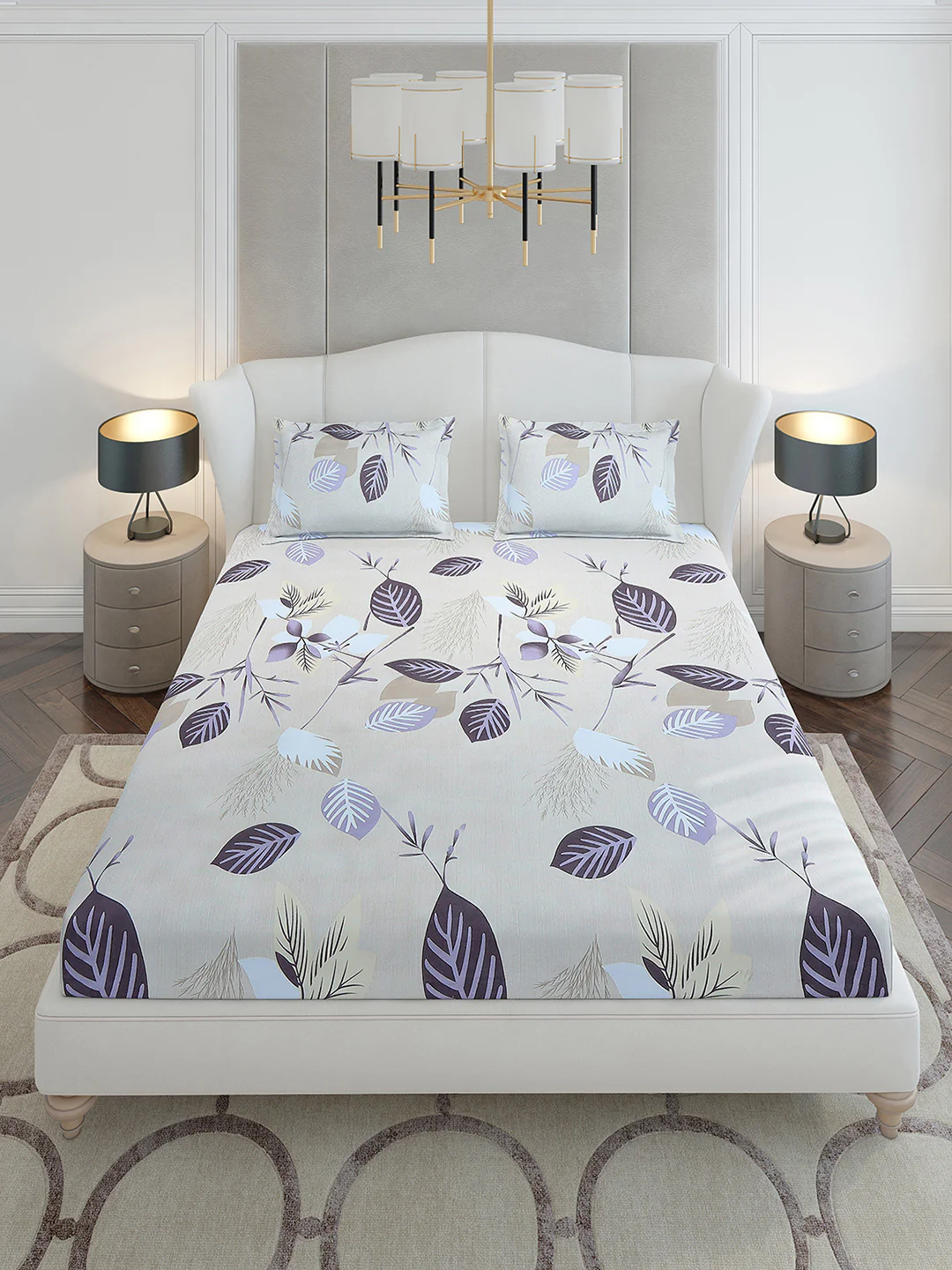 130 GSM Polyester King Size 1 Bedsheet with 2 Pillow Covers (Stanley Gold) - Image 2