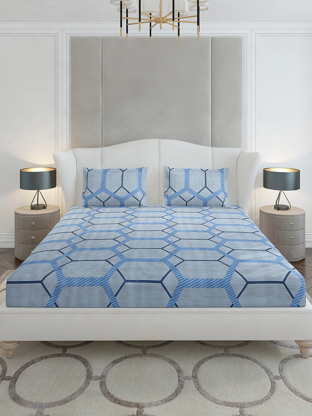 130 GSM Polyester King Size 1 Bedsheet with 2 Pillow Covers (Stanley Gold) - Image 3