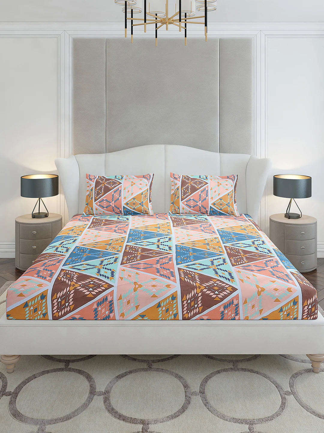 130 GSM Polyester King Size 1 Bedsheet with 2 Pillow Covers (Stanley Gold) - Image 3
