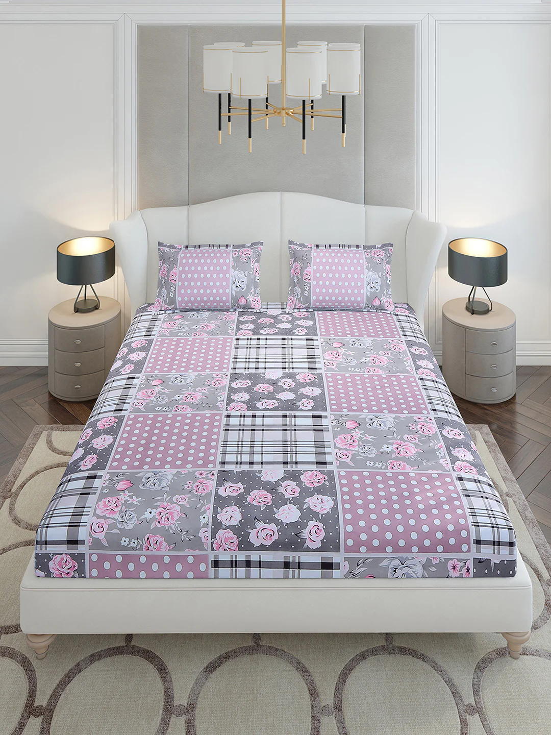 130 GSM Polyester King Size 1 Bedsheet with 2 Pillow Covers (Stanley Gold) - Image 2