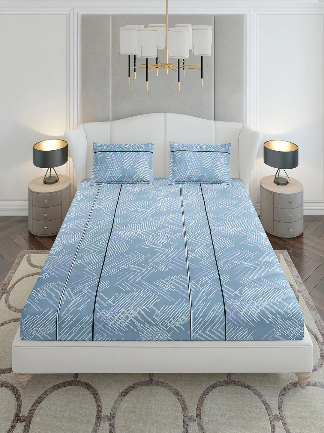 130 GSM Polyester King Size 1 Bedsheet with 2 Pillow Covers (Stanley Gold) - Image 2