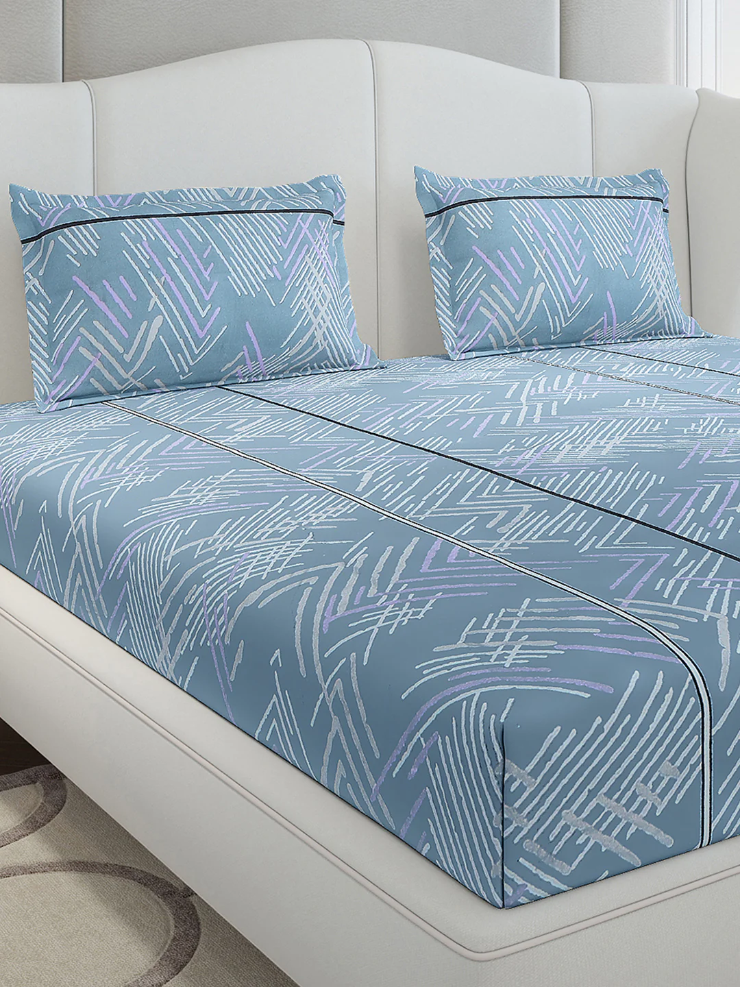 130 GSM Polyester King Size 1 Bedsheet with 2 Pillow Covers (Stanley Gold) - Image 4