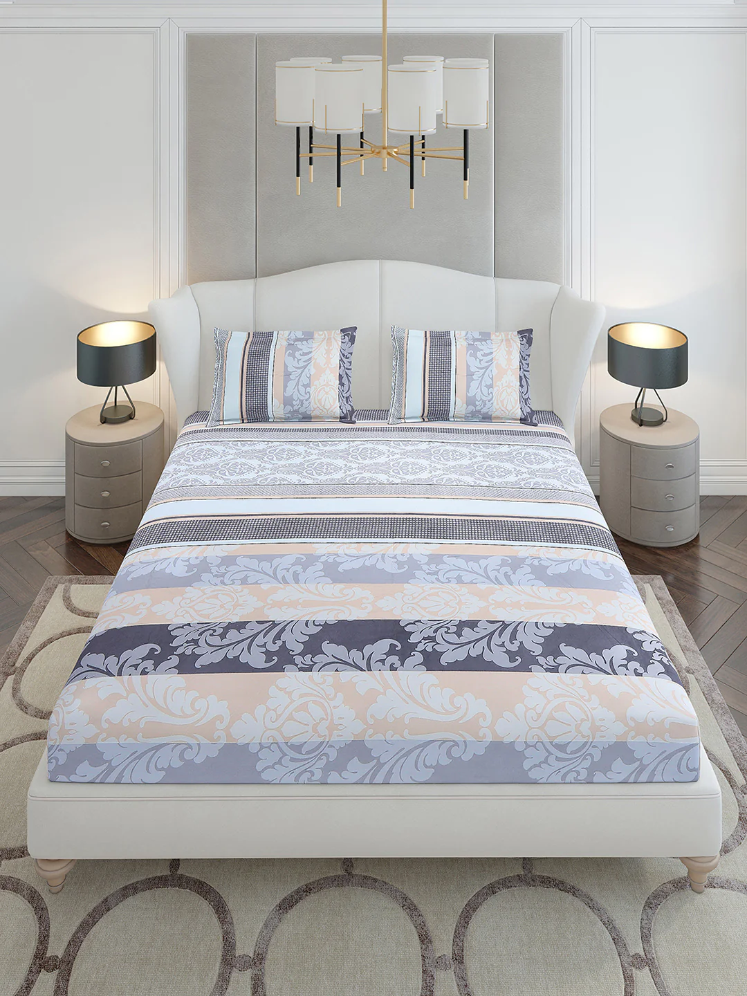 130 GSM Polyester King Size 1 Bedsheet with 2 Pillow Covers (Stanley Gold) - Image 2