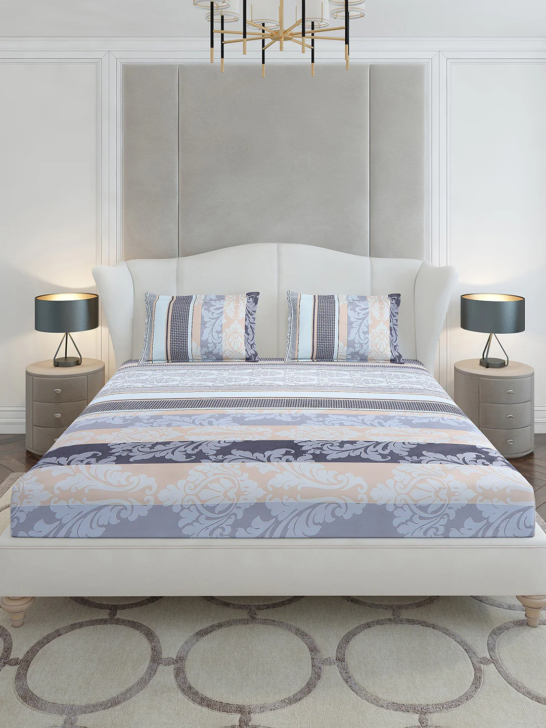130 GSM Polyester King Size 1 Bedsheet with 2 Pillow Covers (Stanley Gold) - Image 3
