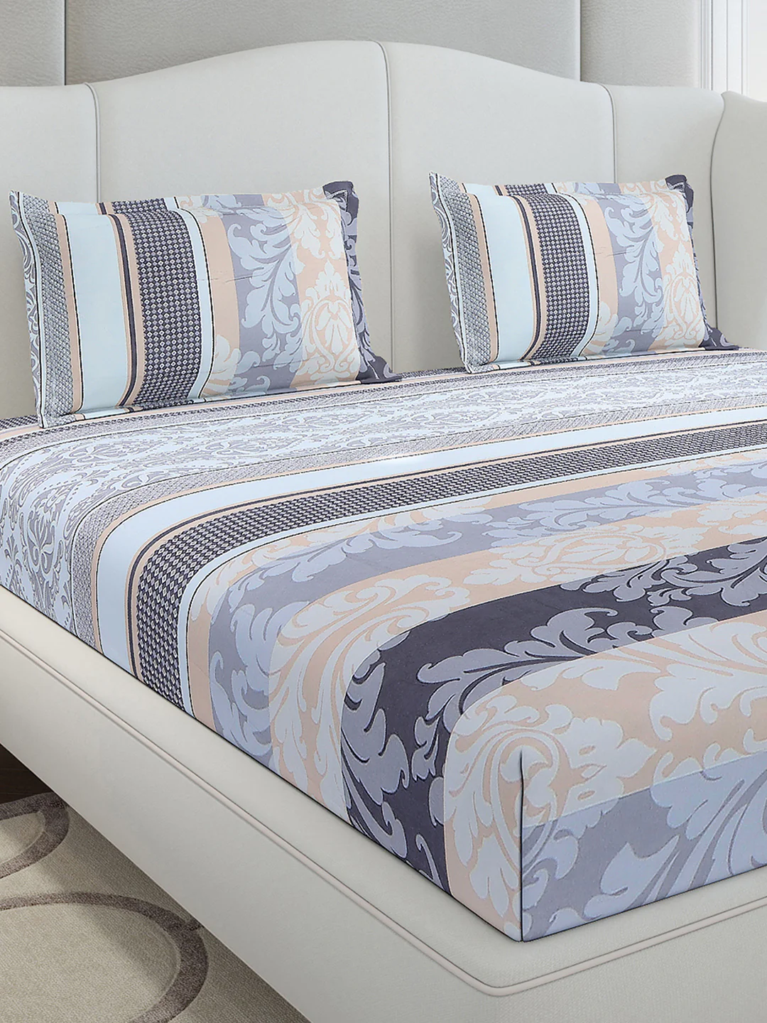 130 GSM Polyester King Size 1 Bedsheet with 2 Pillow Covers (Stanley Gold) - Image 4
