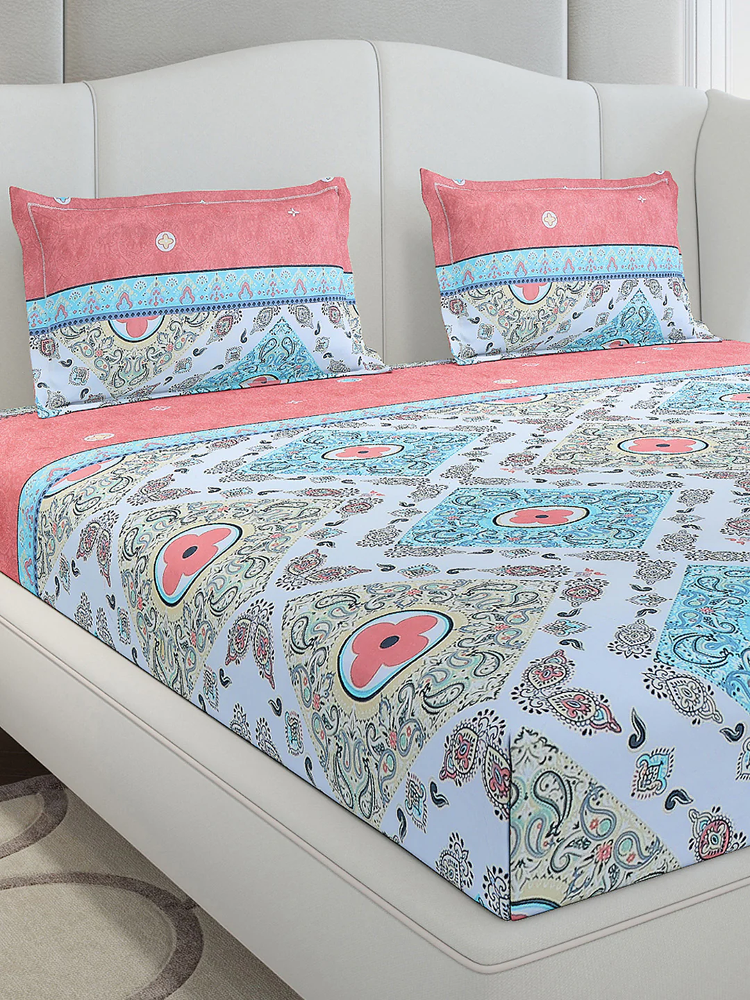 130 GSM Polyester King Size 1 Bedsheet with 2 Pillow Covers (Stanley Gold) - Image 4