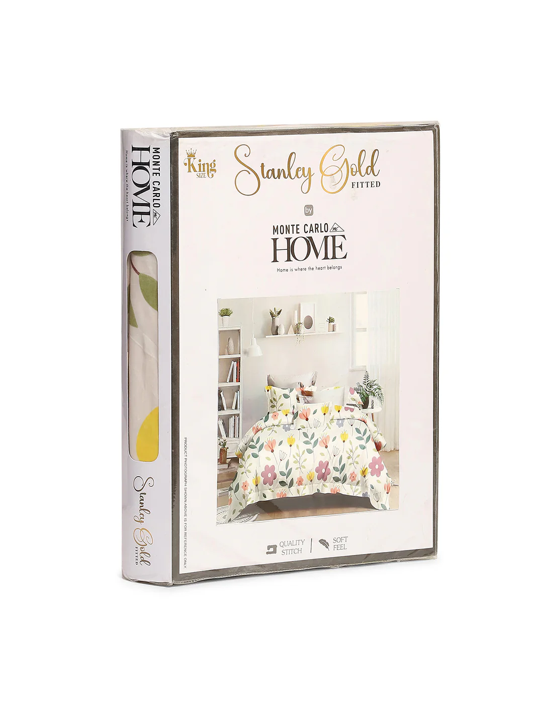 130 GSM Polyester King Size 1 Bedsheet with 2 Pillow Covers (Stanley Gold) - Image 10